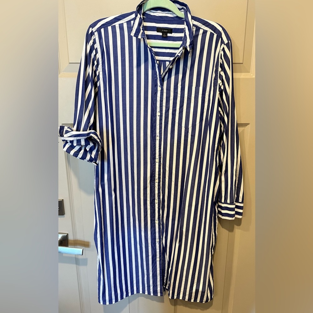 J.Crew Poplin Stripe Shirt Dress